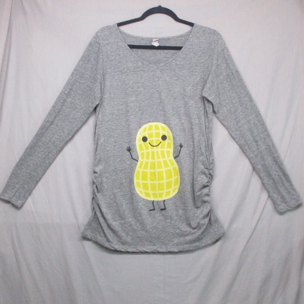 Instant Message Maternity Long Sleeve Peanut Graphic Shirt Gray Women Size | L - Picture 1 of 10
